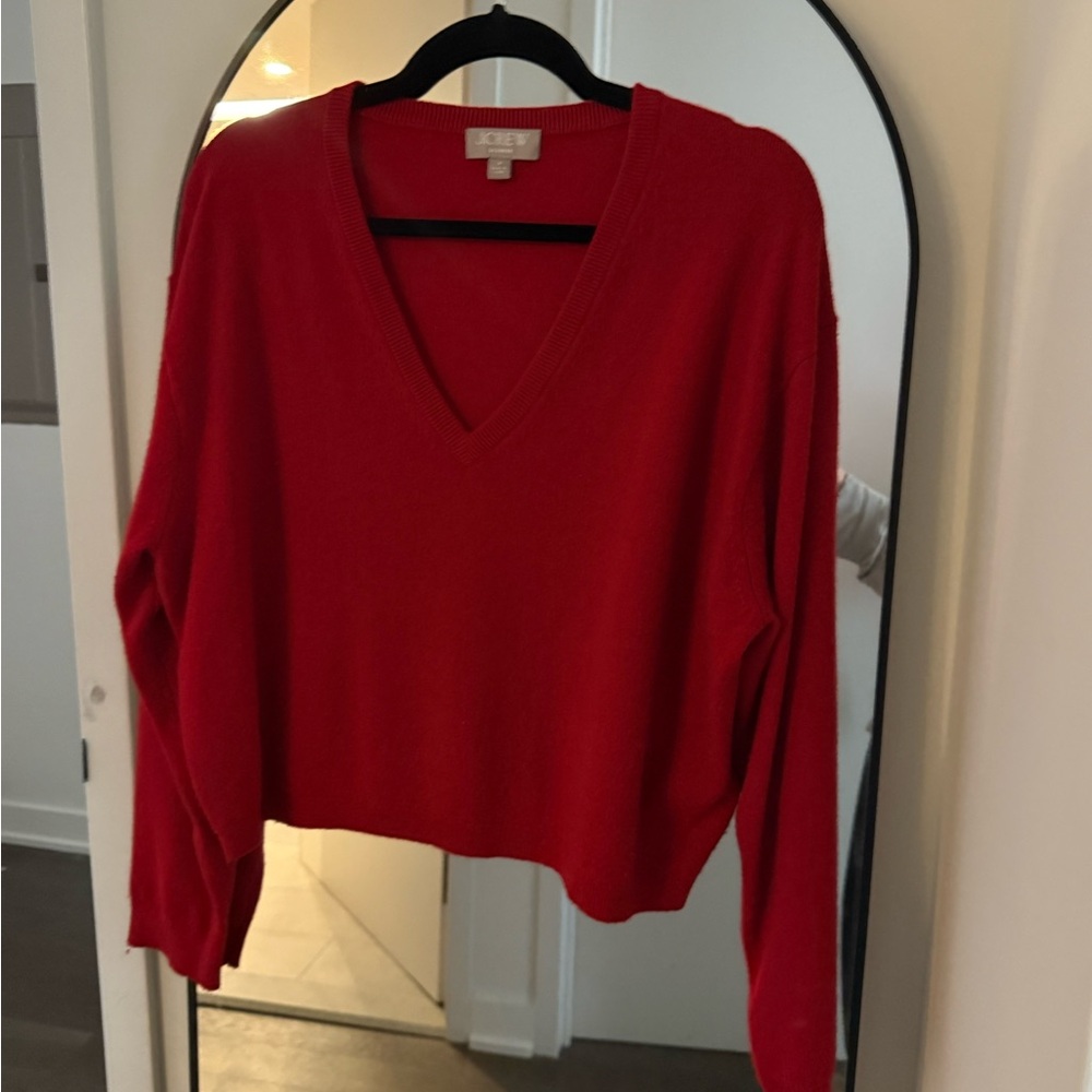 J Crew Shrunken V Neck Cashmere Sweater